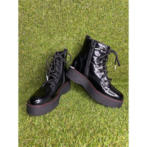 Steve Madden Cool Planet Kreed Patent Leather Platform Zipper Boot 8.5 - Picture 12 of 16